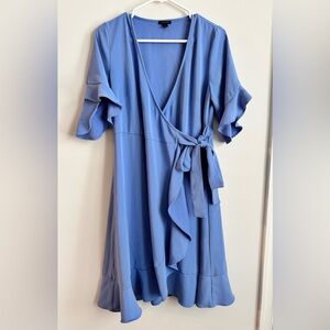 Ann Taylor Periwinkle Wrap Midi Dress | Wedding Guest Baby Shower Church Dress 8